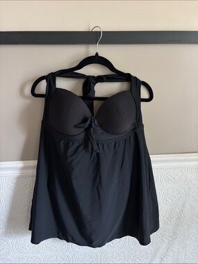 NWT Meet Curve Black Halter Tankini Swim Top with Molded Cups-size 3X